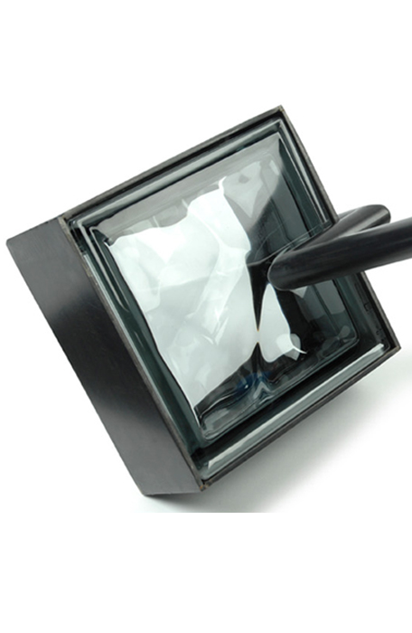 Base Acier vieilli avec Pavé de verre P155/Gris
