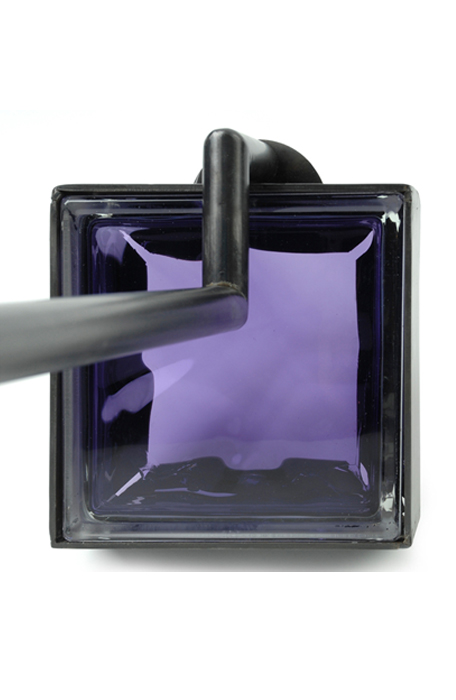 Base Acier vieilli avec Pavé de verre  P155/Violet